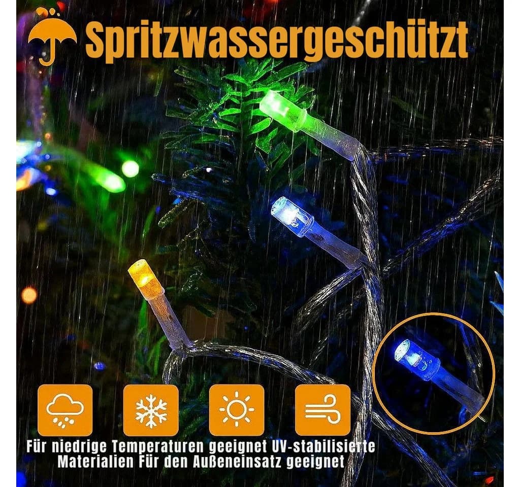 Ollny LED-Lichterkette 600-flammig 60m 8 Lichtmodi Timer & Memory IP44 Schutzklasse - Bild 3