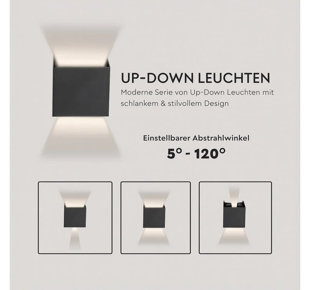 Diyarts LED Wandleuchte Außen Weiß 5W IP65 - Bild 4