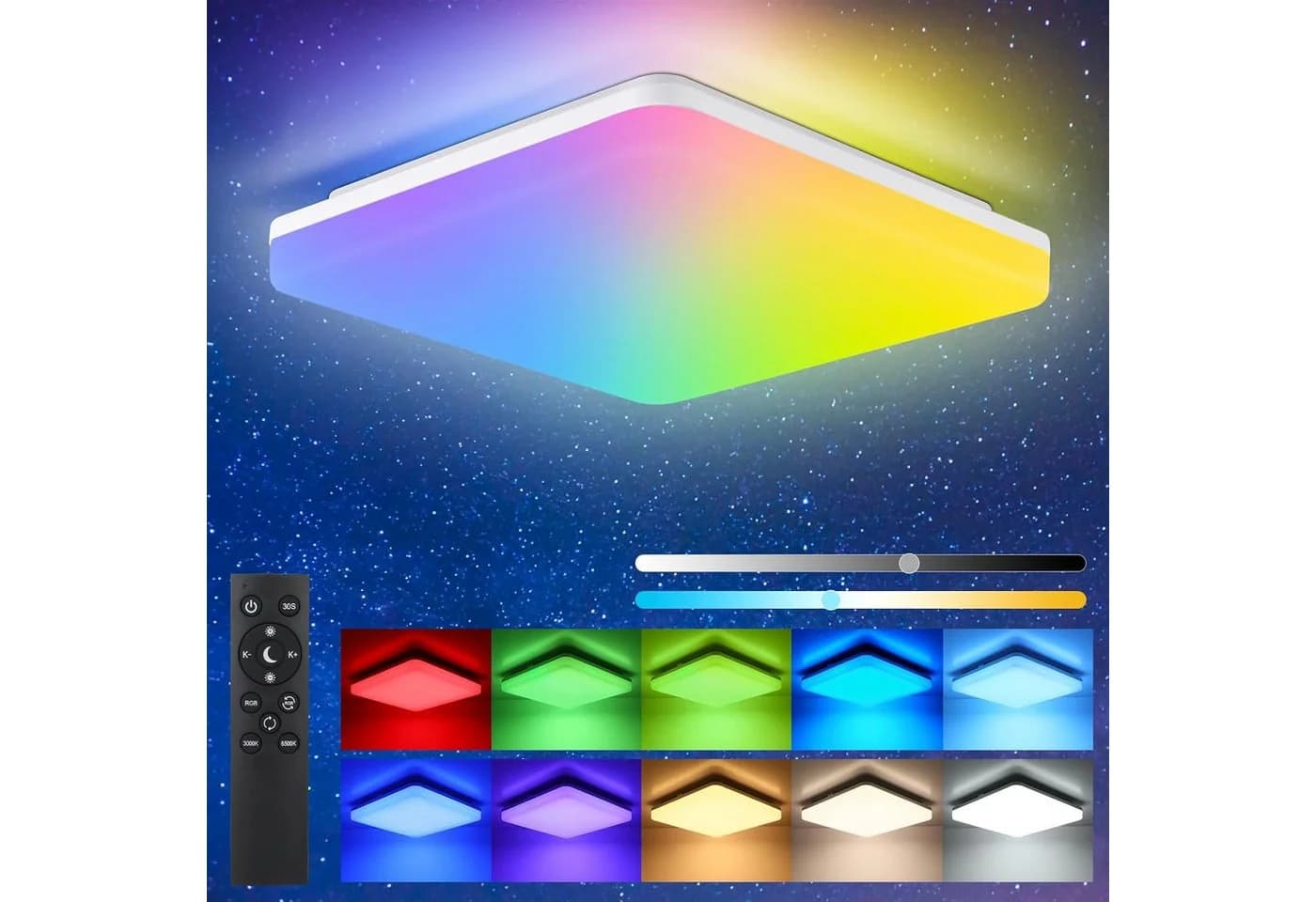 Diyarts LED Deckenleuchte RGB-Zyklusmodus 7 RGB Lichtfarben - Bild 2