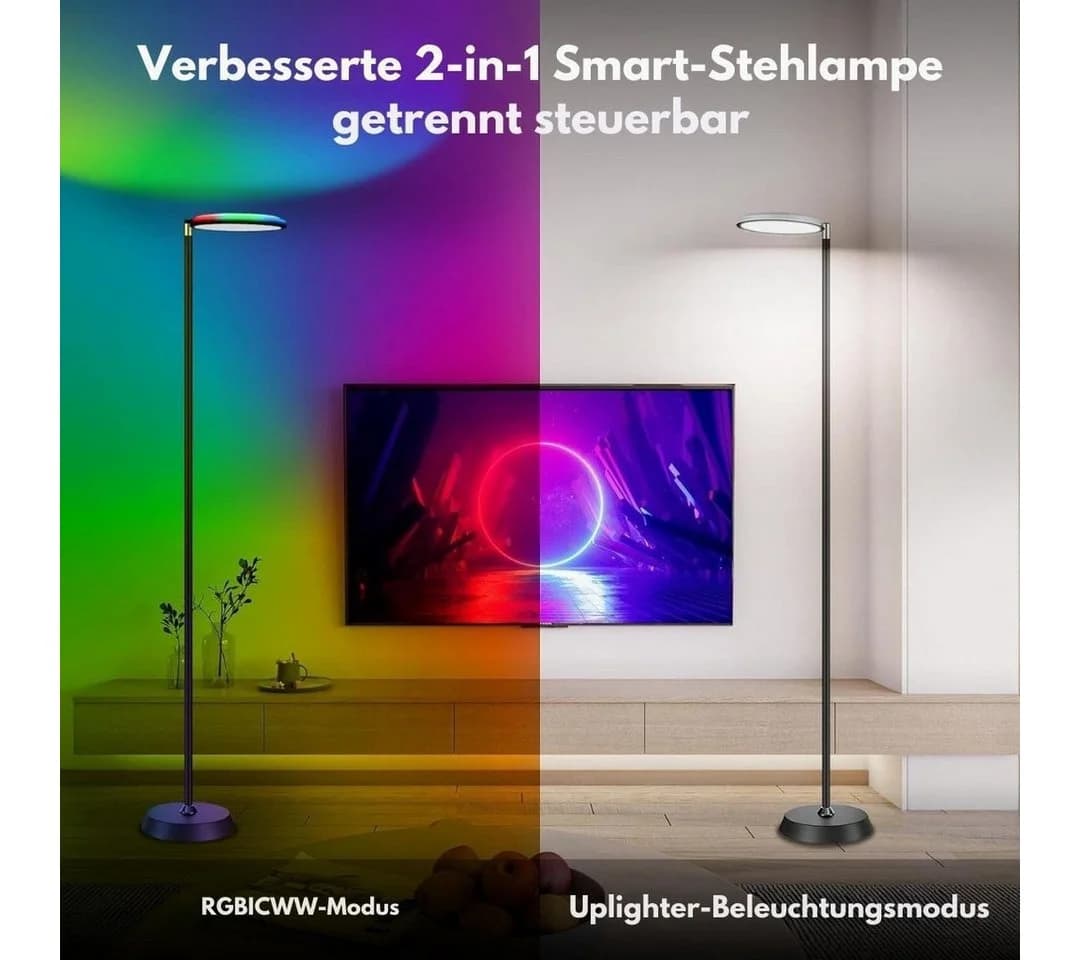 Diyarts LED Stehlampe RGBW 16 Mio. Farben Sprach- & App-Steuerung - Bild 5