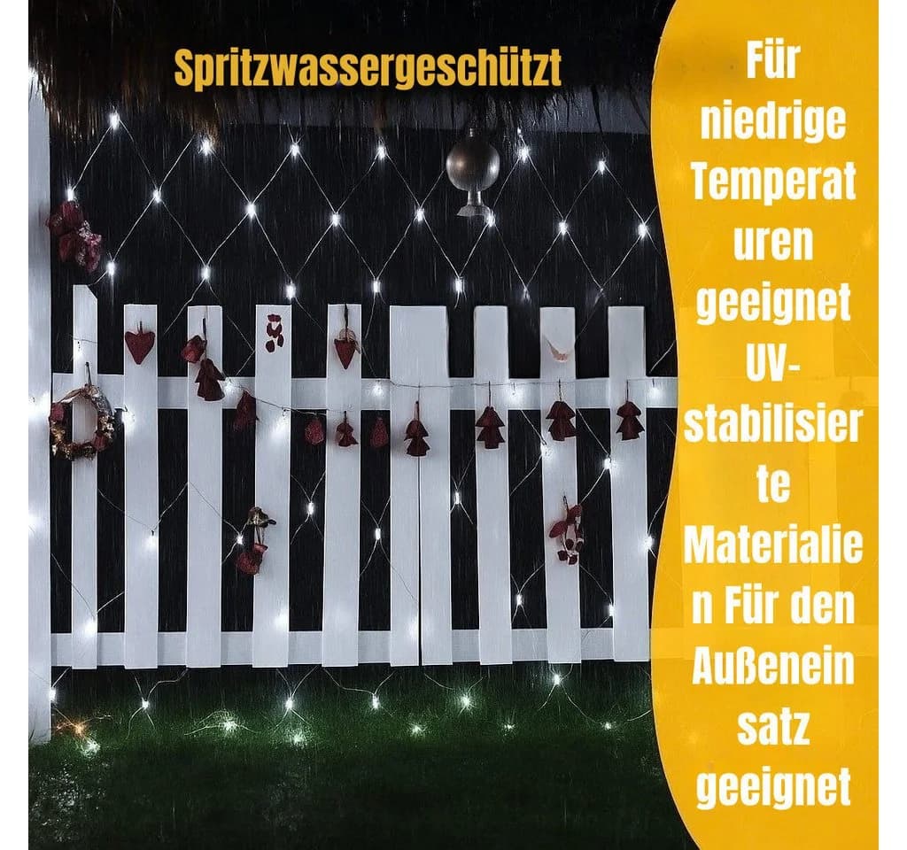 Ollny LED-Lichternetz 200-flammig Wasserdicht Timer Dimmfunktion Kaltweiß - Bild 3