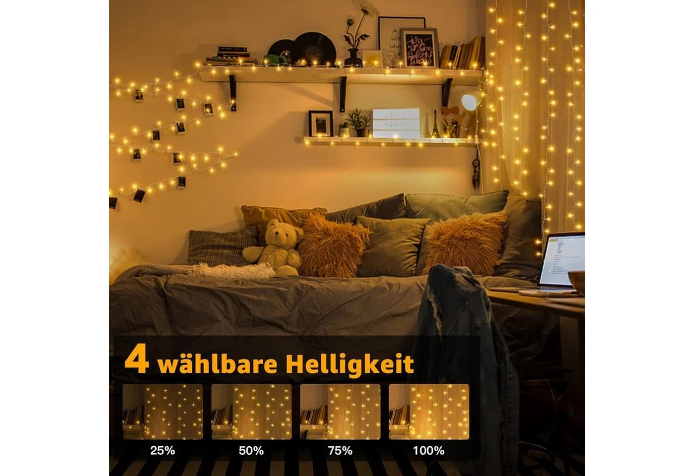 Ollny LED-Lichterkette 100-flammig 4-in-1 Farbmodi USB-betrieben Wasserdicht - Bild 5