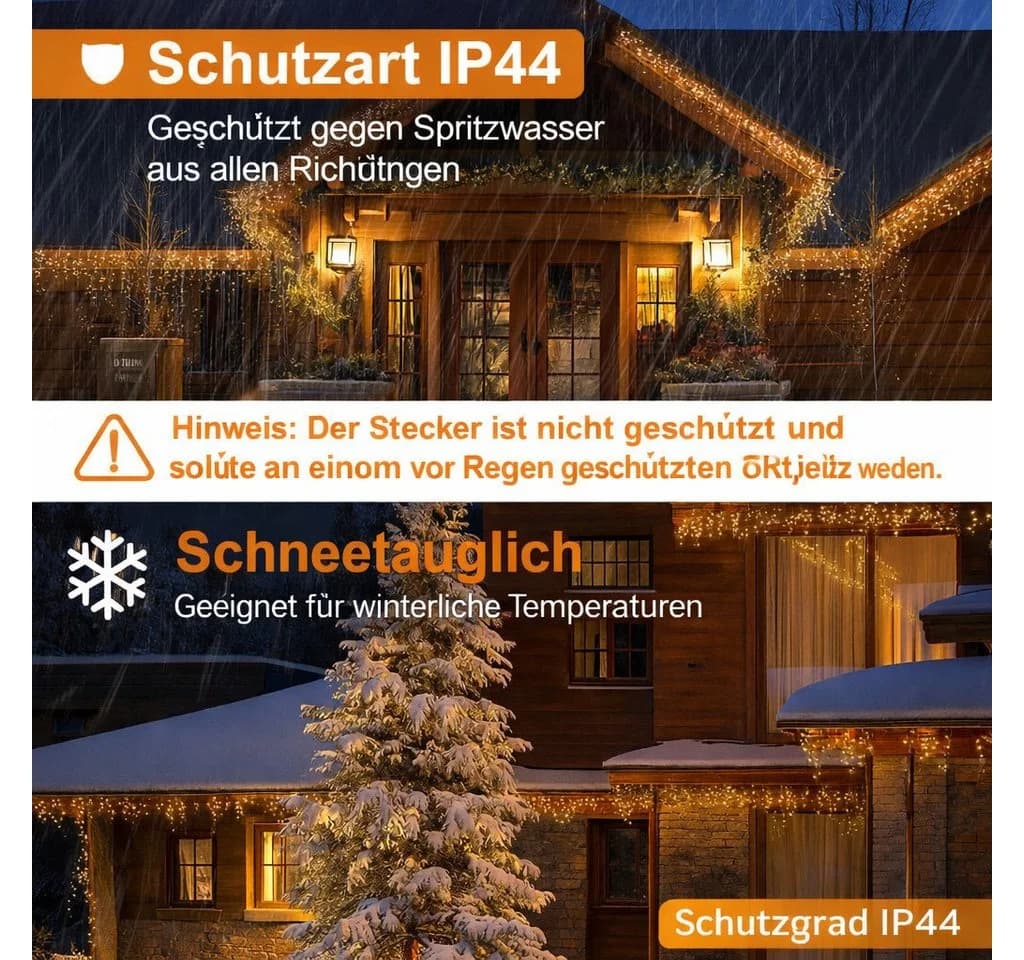 Diyarts LED-Lichternetz 440-flammig 15,75m Warmweiß & Kaltweiß 11 Modi Timer Fernbedienung