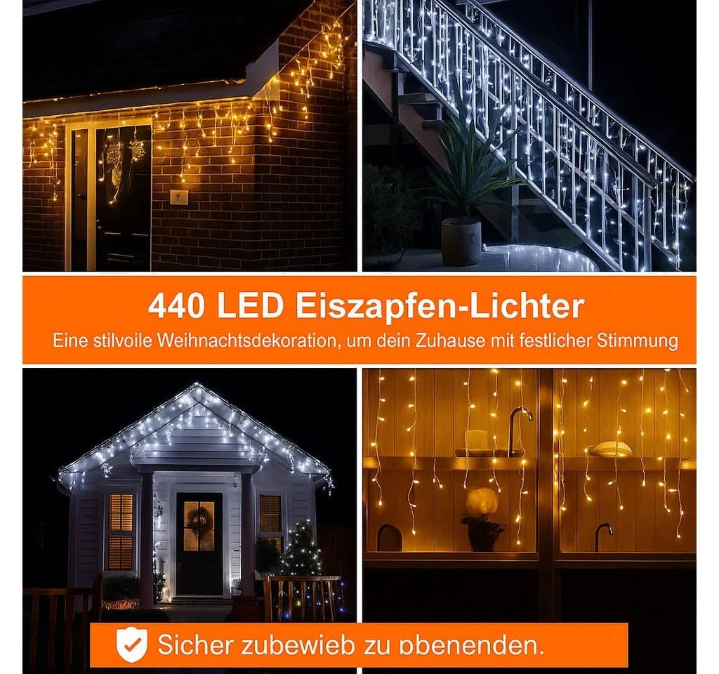 Diyarts LED-Lichternetz 440-flammig 15,75m Warmweiß & Kaltweiß 11 Modi Timer Fernbedienung - Bild 5