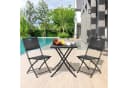TLGREEN Balkonset 3-tlg. Klappbar Schwarz/Braun/Grau PE-Rattan Bild 3