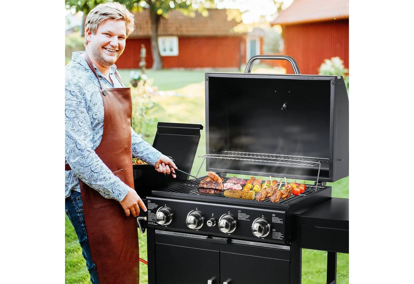 TLGREEN Gasgrill 4+1 Brenner Edelstahl Schwarz mit Piezozündung - Bild 3