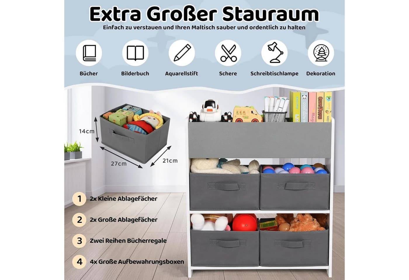 TLGREEN Zeichentisch mit 2 Stühlen Grau MDF - Bild 4