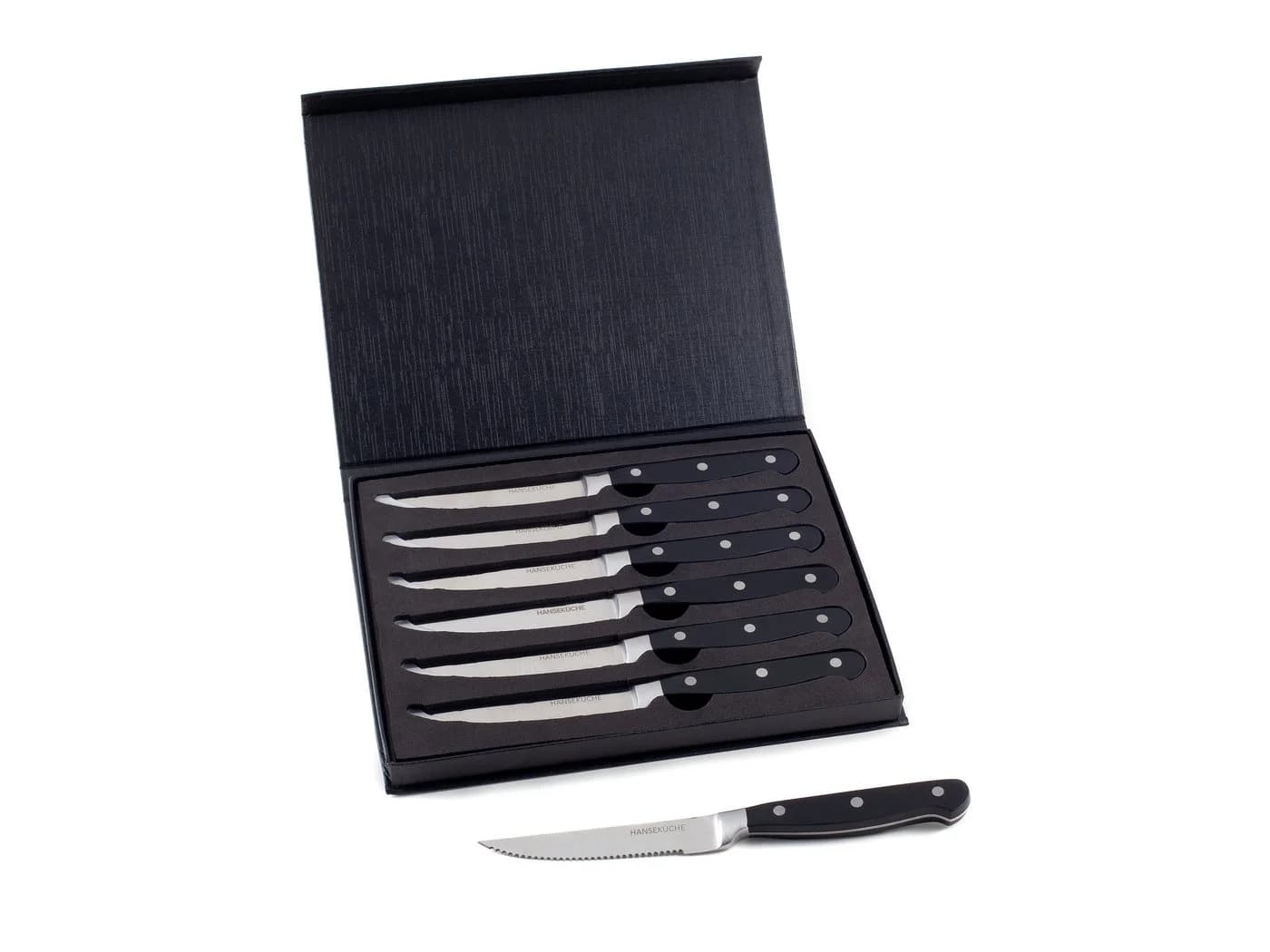 Hanseküche Steakmesser 6er Set mit Holzgriff Schwarz - Bild 2