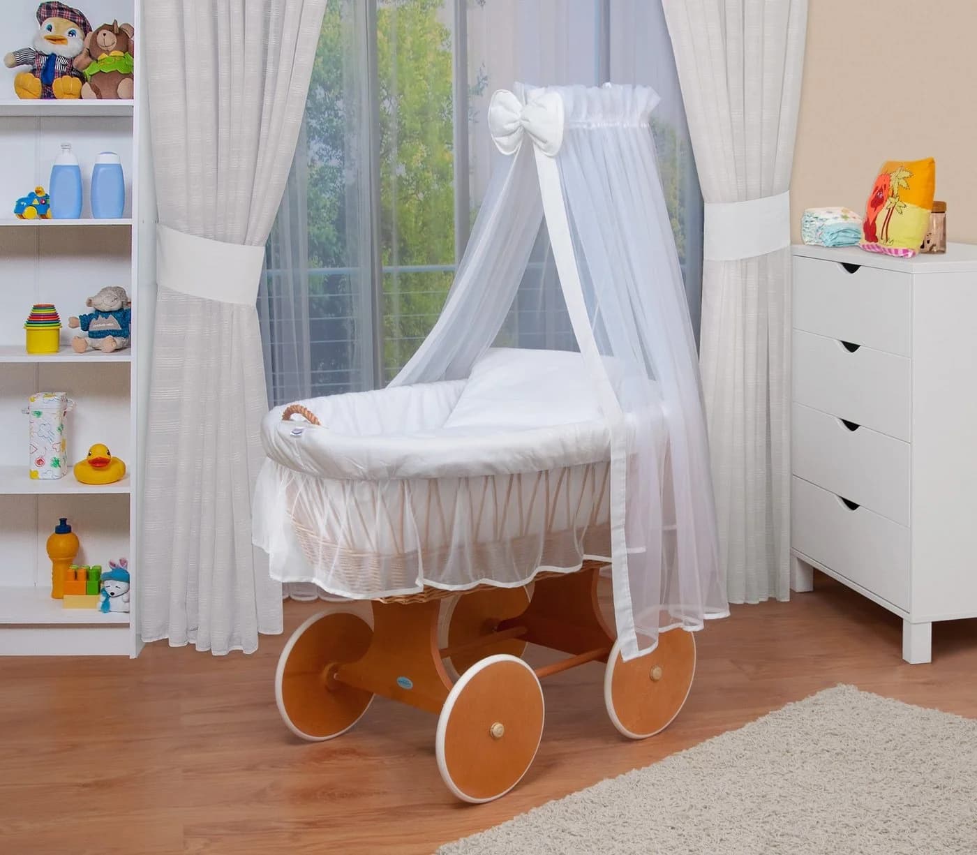 Waldin Baby Stubenwagen-Set XXL mit Ausstattung Weiß - Bild 2