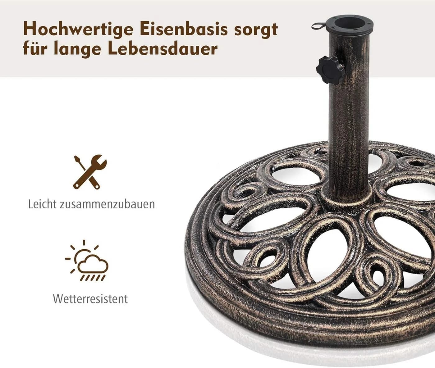 KOMFOTTEU Schirmständer Regenschirmständer Bronzefarbe Eisen