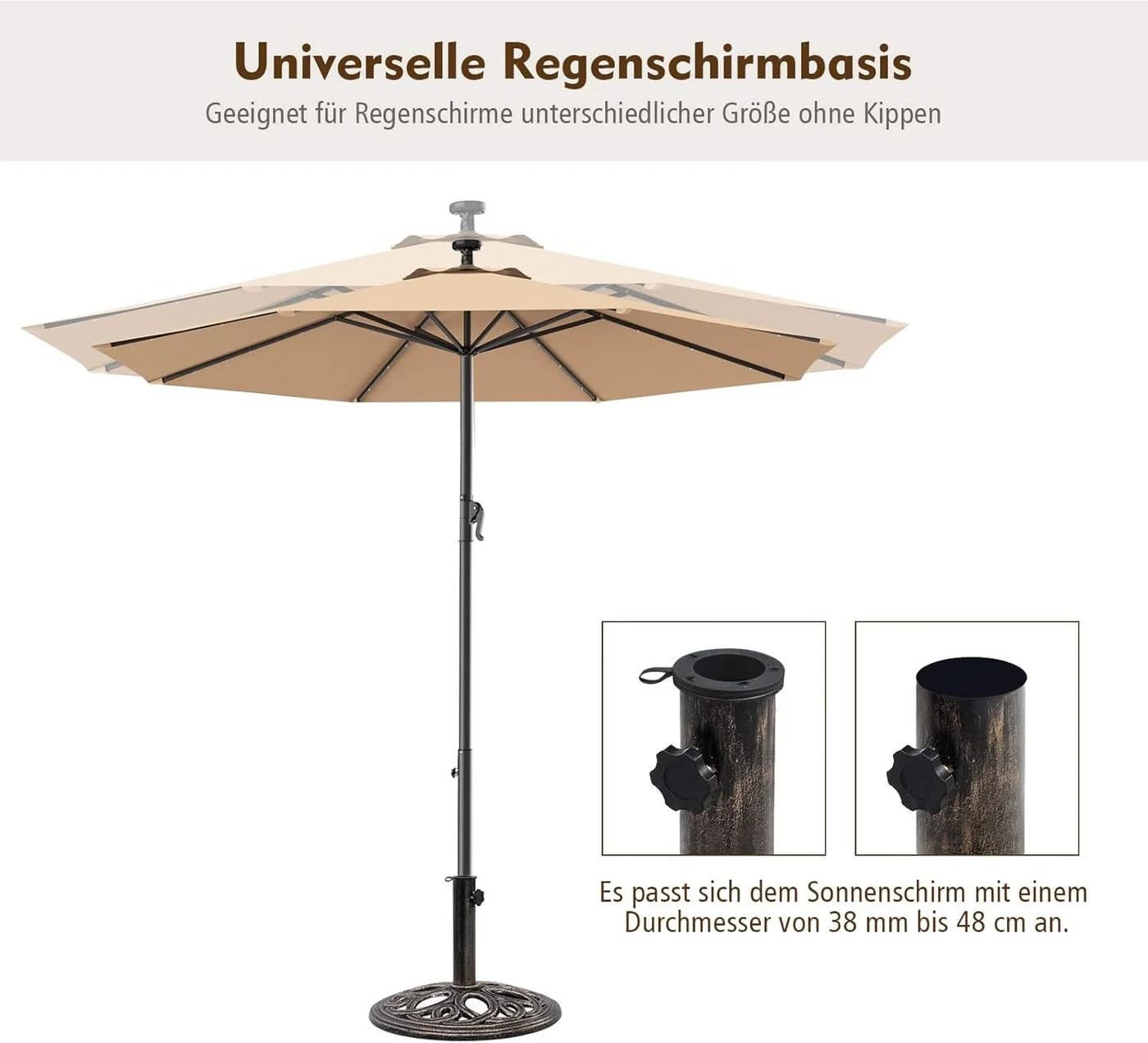 KOMFOTTEU Schirmständer Regenschirmständer Bronzefarbe Eisen - Bild 3