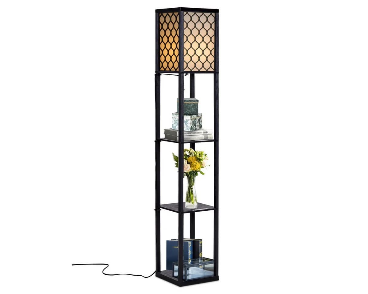 COSTWAY Stehlampe Schwarz mit 3 Regalen - Bild 2