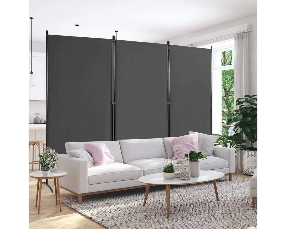 COSTWAY Paravent 3-teilig Grau 260 x 183 cm - Bild 4