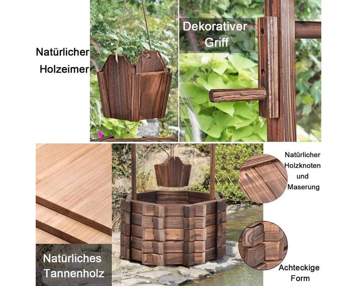 COSTWAY Gartenbrunnen mit Dach für Veranda und Garten - Bild 3