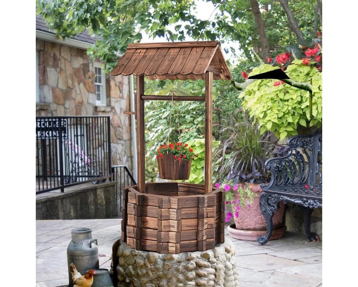 COSTWAY Gartenbrunnen mit Dach für Veranda und Garten - Bild 4