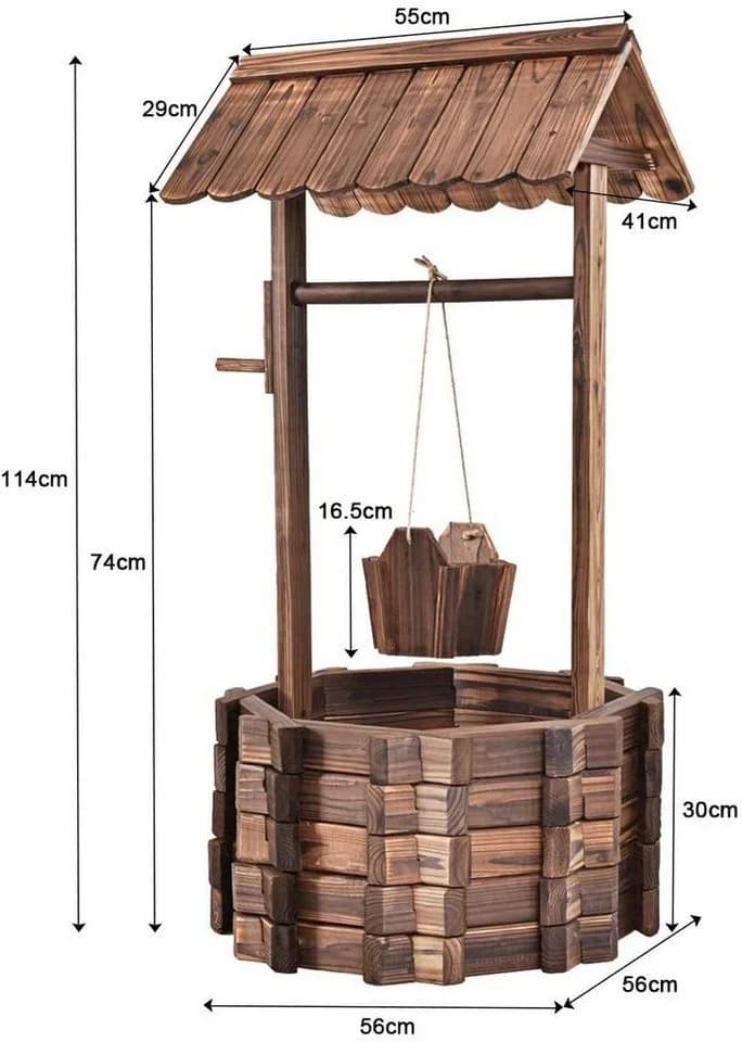 COSTWAY Gartenbrunnen mit Dach für Veranda und Garten - Bild 5