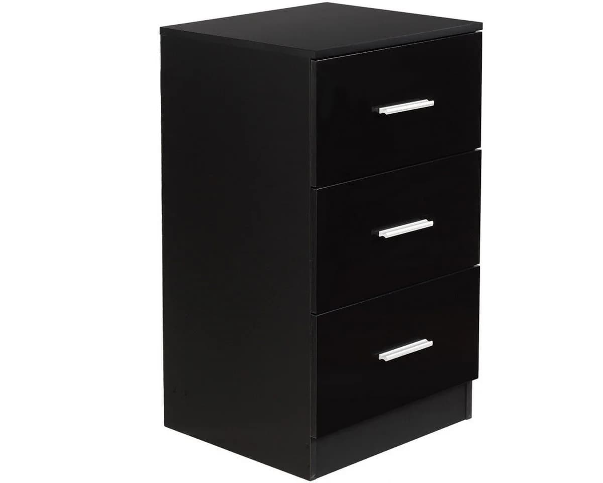COSTWAY Aktenschrank 3 Schubladen Schwarz Büroschrank Beistelltisch - Bild 2