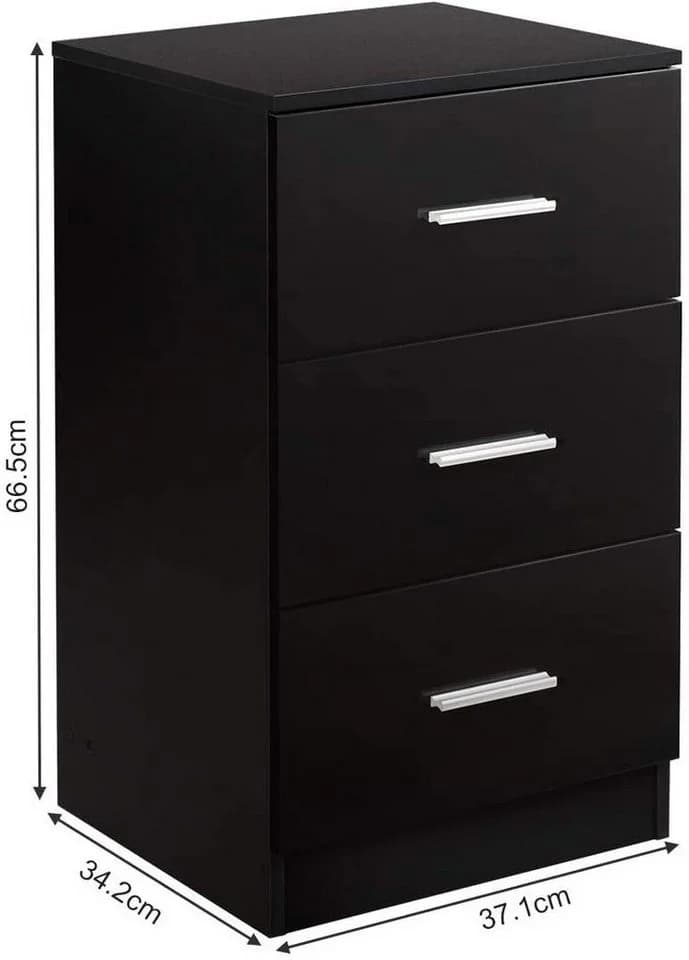 COSTWAY Aktenschrank 3 Schubladen Schwarz Büroschrank Beistelltisch - Bild 4