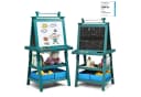 COSTWAY Kinder Staffelei Blau Doppelseitig mit Magneten & 2 Boxen Bild 2