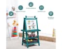 COSTWAY Kinder Staffelei Blau Doppelseitig mit Magneten & 2 Boxen Bild 3