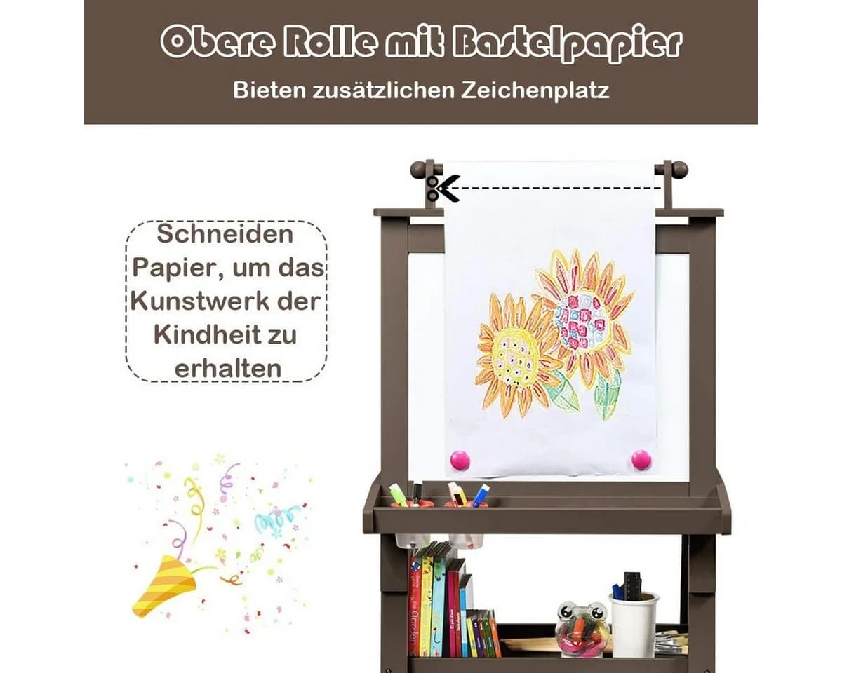 COSTWAY Kinder Staffelei Doppelseitig mit Magneten & 2 Boxen - Bild 5