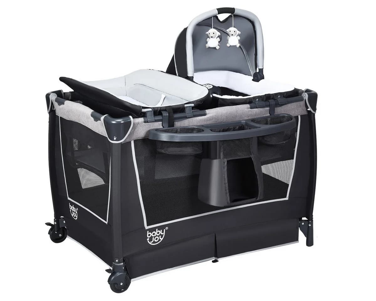 COSTWAY Baby-Reisebett Faltbar mit Spielbügel & Musikbox - Bild 2