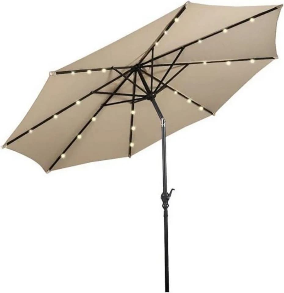 KOMFOTTEU Sonnenschirm Balkonschirm mit Solar LED-Beleuchtung beige/weiß - Bild 2