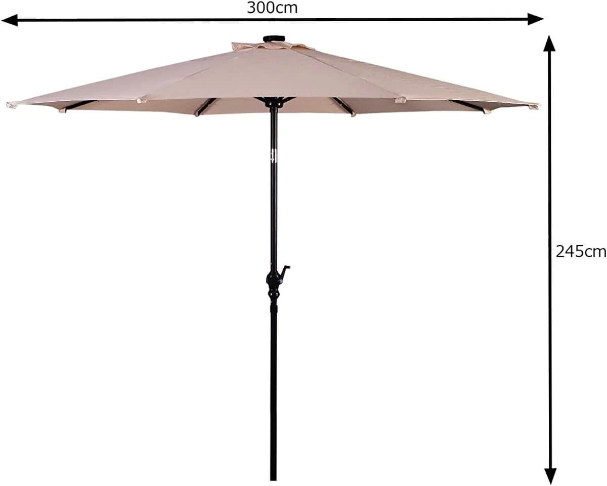 KOMFOTTEU Sonnenschirm Balkonschirm mit Solar LED-Beleuchtung beige/weiß - Bild 5