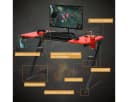 COSTWAY Gamingtisch 120cm mit Becherhalter & Headset-Haken Rot/Schwarz Bild 1