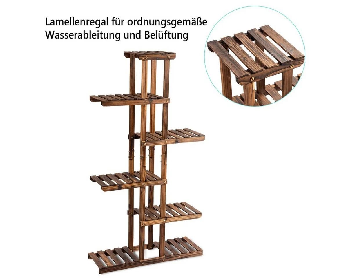 COSTWAY 6-stöckiges Pflanzenregal Tannenholz - Bild 5