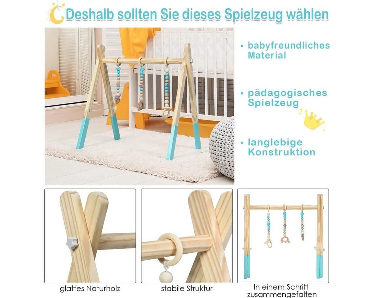 COSTWAY Baby Gym Spielbogen Grün Klappbar Holz - Bild 3