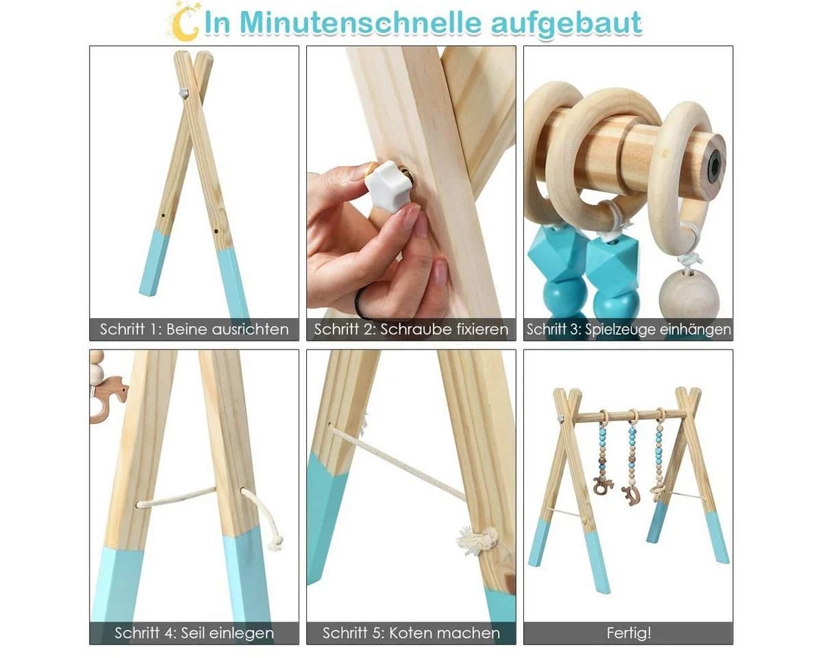 COSTWAY Baby Gym Spielbogen Grün Klappbar Holz - Bild 4