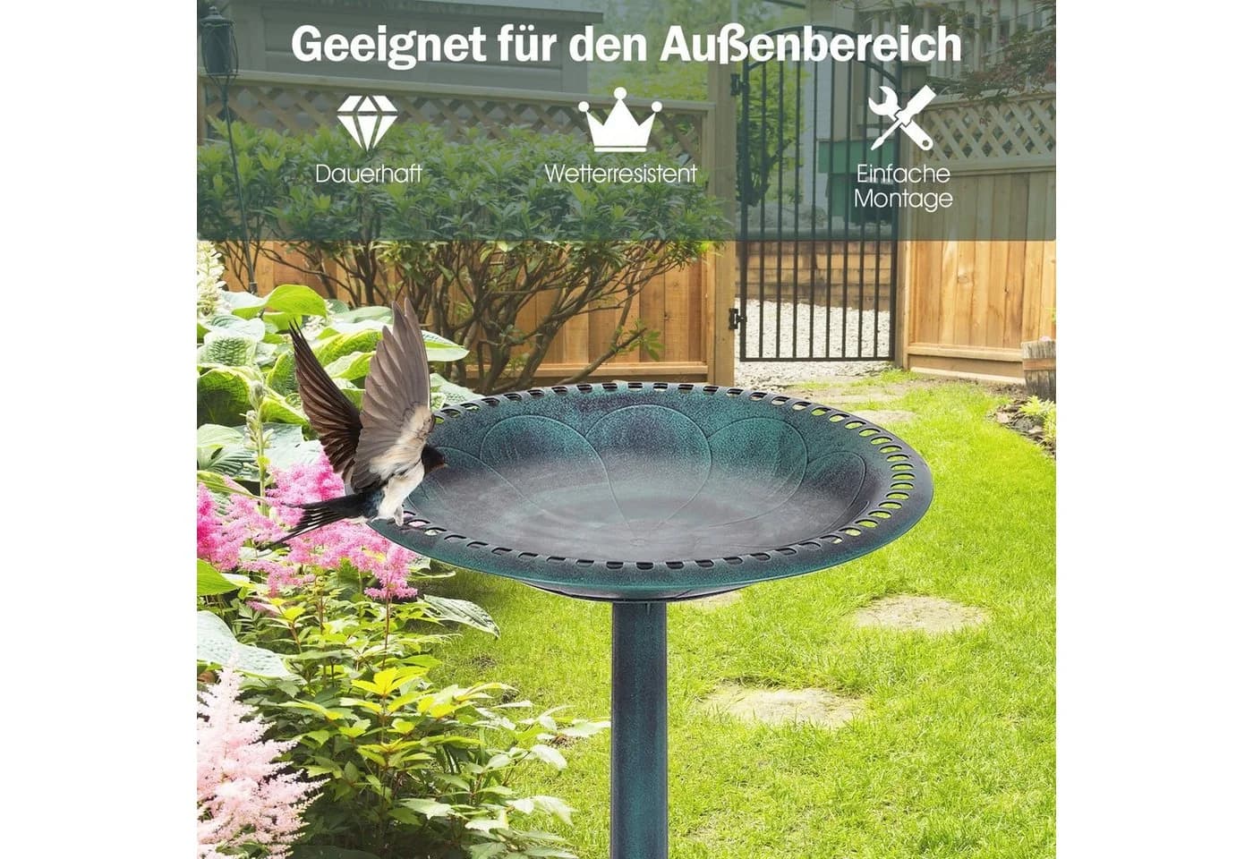 COSTWAY Vogeltränke Grün Klassisches Design - Bild 5