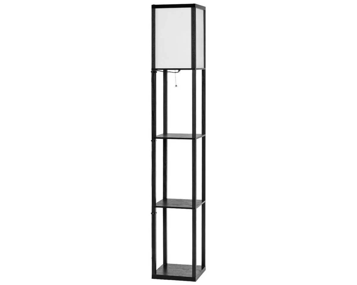 COSTWAY Stehleuchte Schwarz mit 3-Ebenen-Regal - Bild 2
