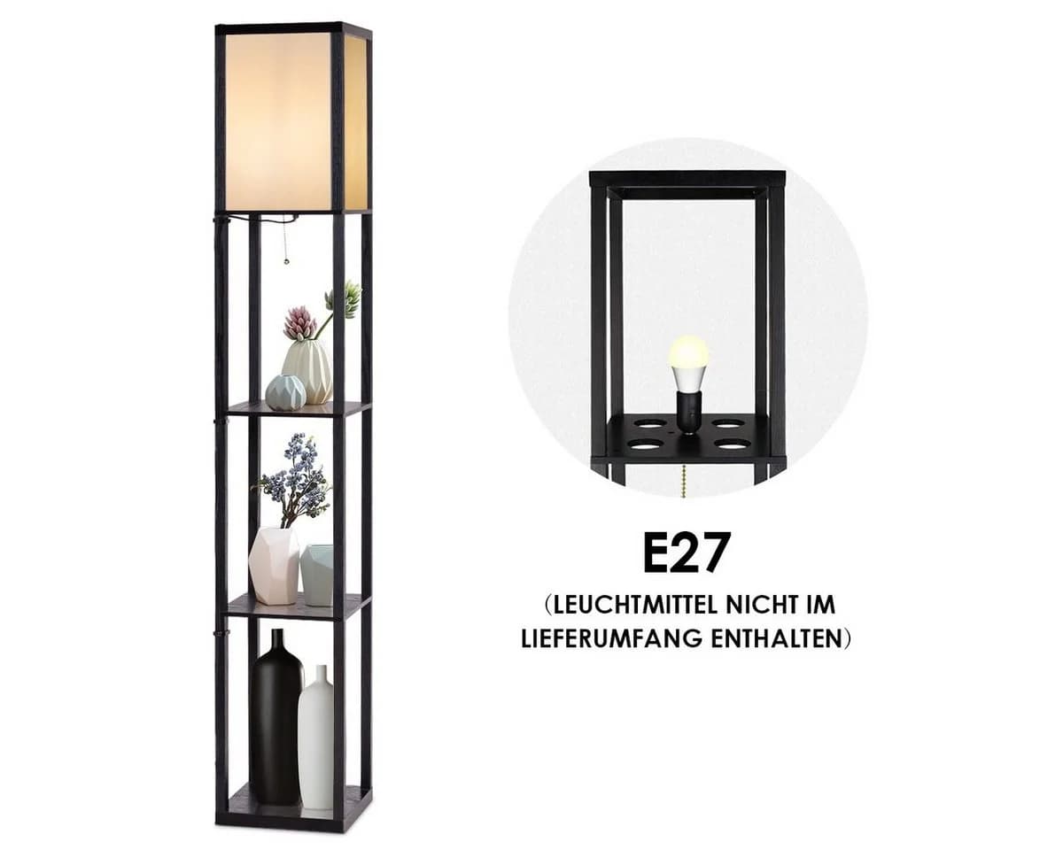 COSTWAY Stehleuchte Schwarz mit 3-Ebenen-Regal - Bild 4
