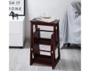 COSTWAY Klapptritt 3 Stufen Kiefernholz Braun Faltbar Hocker Bild 1