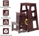 COSTWAY Klapptritt 3 Stufen Kiefernholz Braun Faltbar Hocker Bild 5