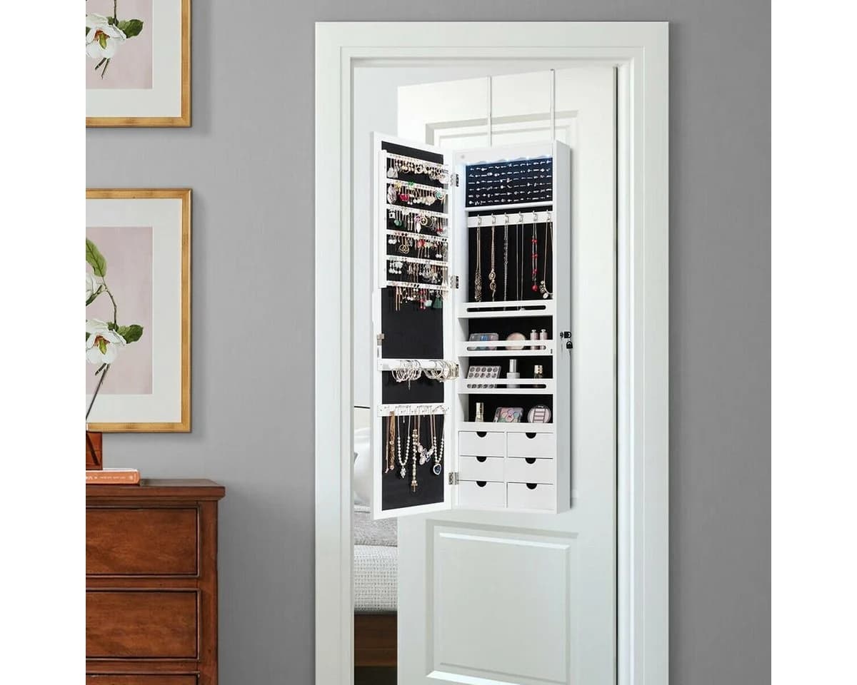 COSTWAY Schmuckschrank mit LED & Ganzkörperspiegel