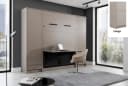 QMM TraumMöbel Schrankbett Wandbett GN 140x200 mit LED, Schreibtisch & 2 Schränken Grau Bild 1