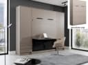 QMM TraumMöbel Schrankbett Wandbett GN 140x200 mit LED, Schreibtisch & 2 Schränken Grau Bild 2