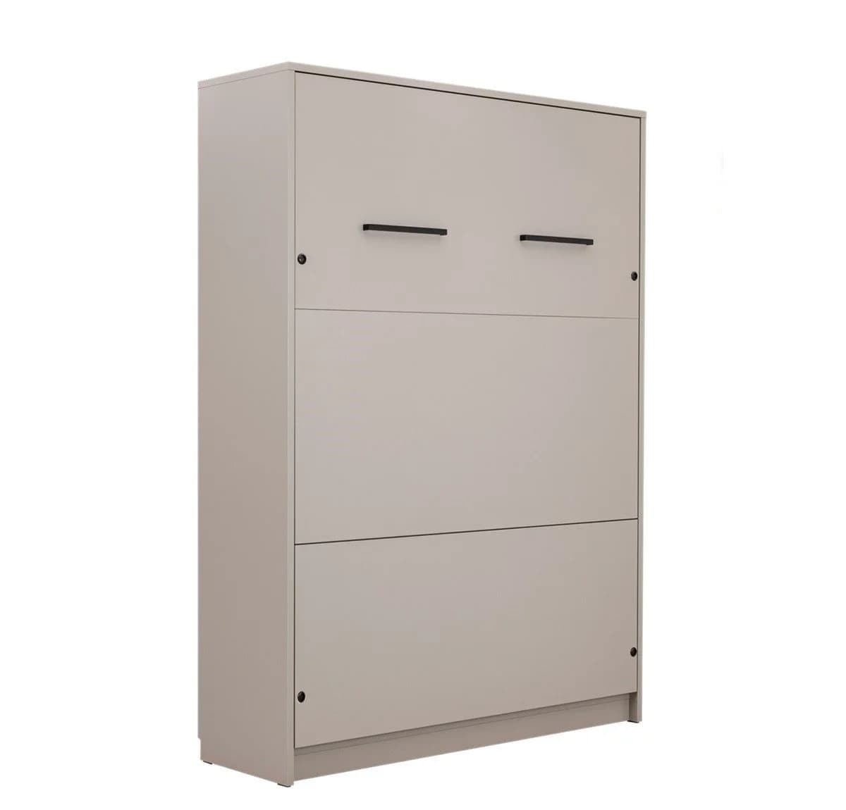 QMM TraumMöbel Schrankbett Wandbett GN 140x200 mit LED, Schreibtisch & 2 Schränken Grau - Bild 4