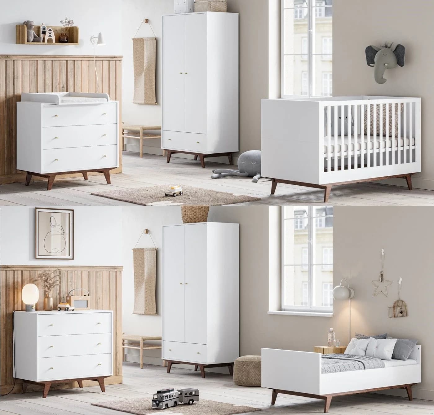 QMM TraumMöbel Babyzimmer-Komplettset Maddy 4-tlg. Weiß-Walnuss - Bild 2