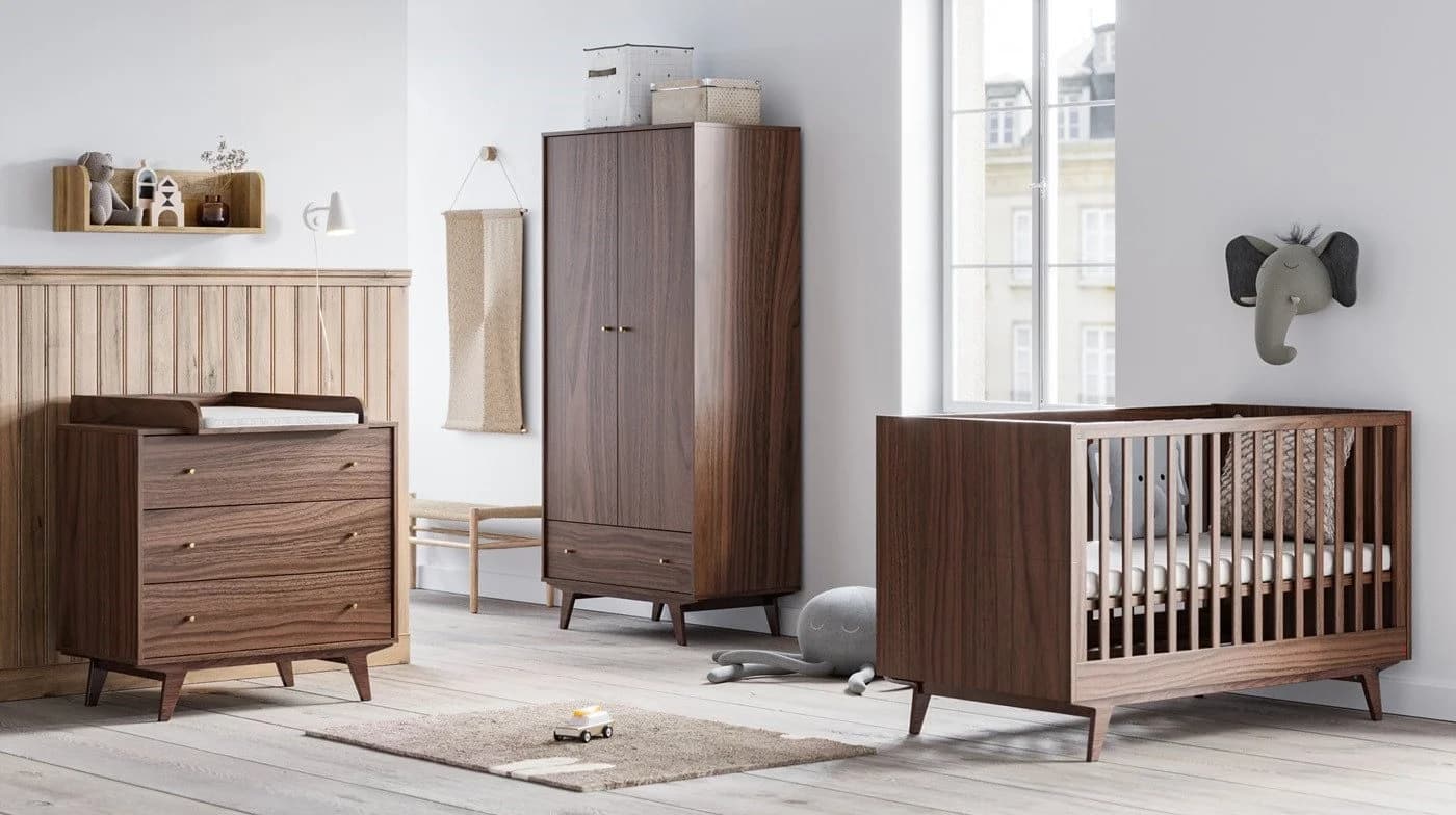 QMM TraumMöbel Babyzimmer-Komplettset Maddy 4-tlg. Weiß-Walnuss
