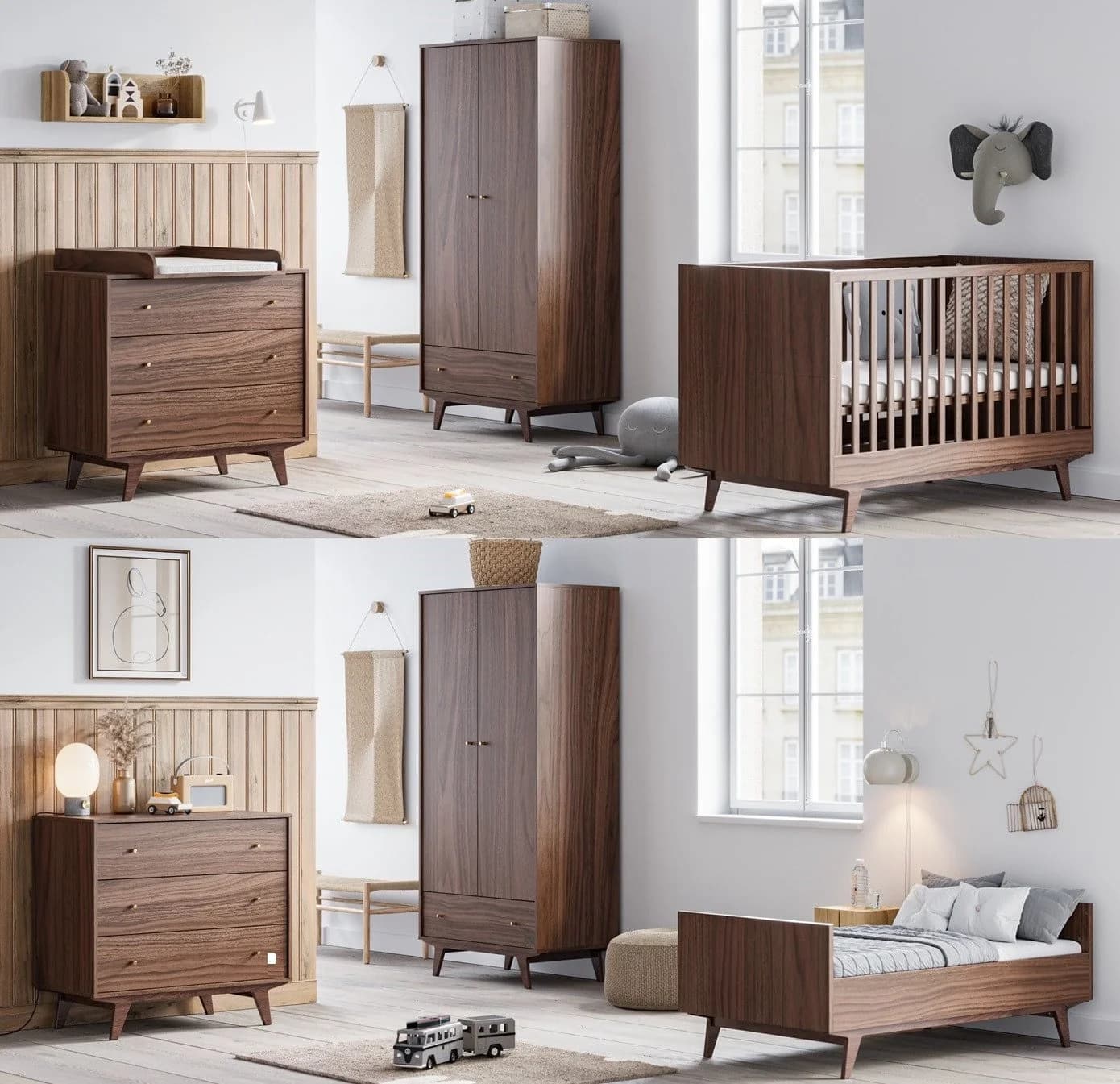 QMM TraumMöbel Babyzimmer-Komplettset Maddy 4-tlg. Weiß-Walnuss - Bild 2