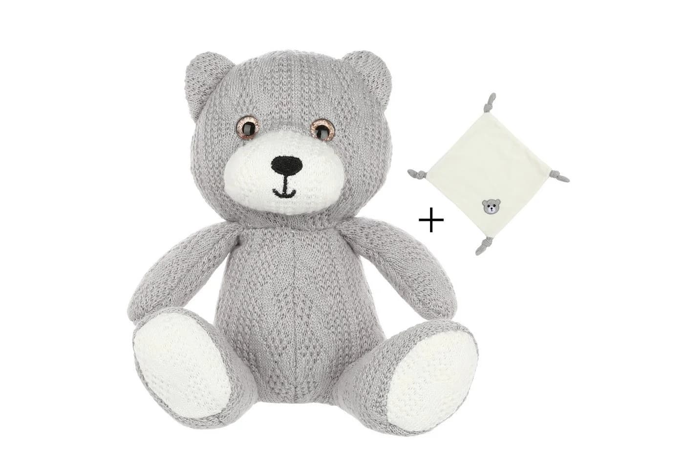 Nordstern Kuscheltier mit Schmusetuch Set - Babygeschenk in Strickoptik Grau