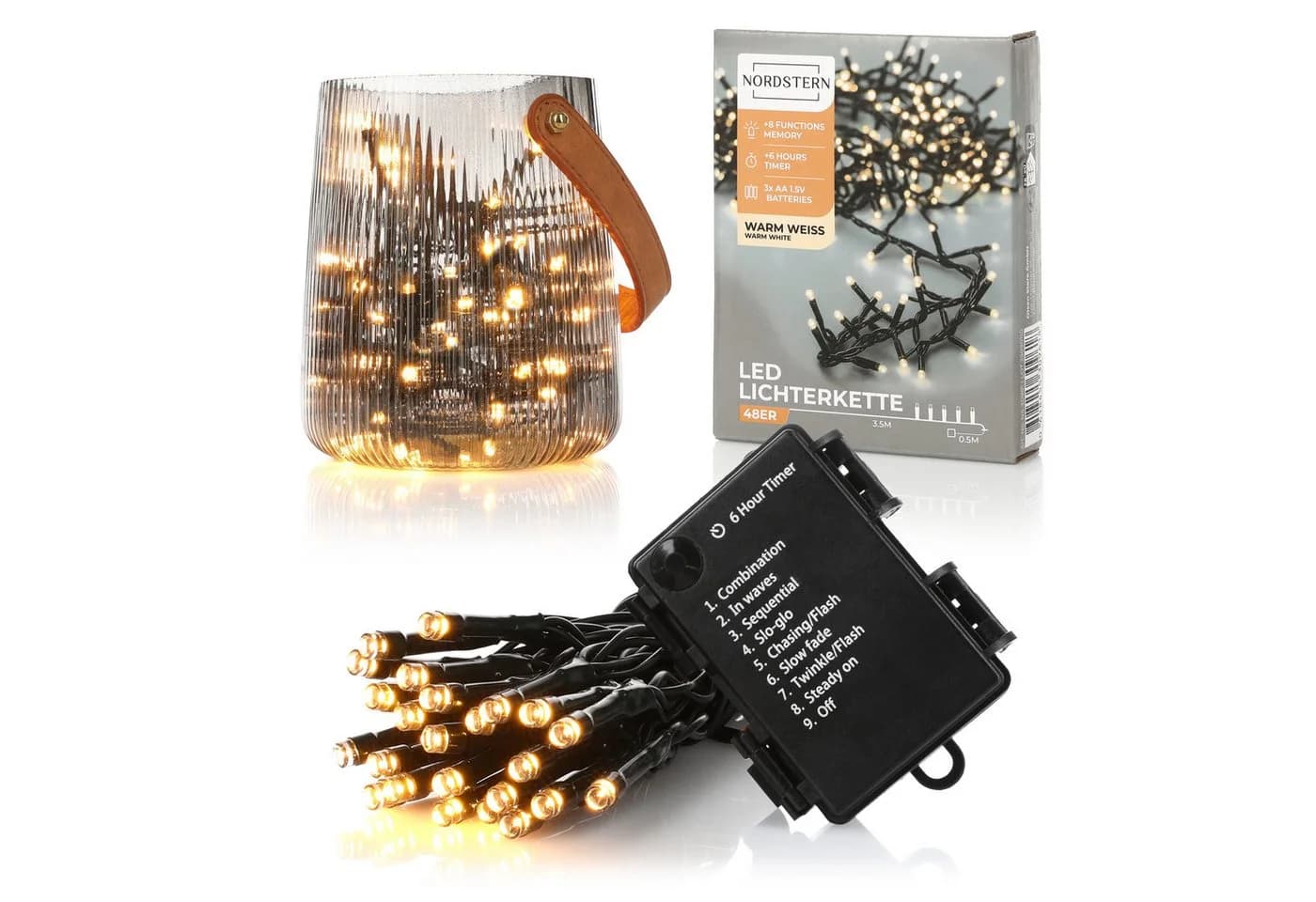 Nordstern LED-Lichterkette WarmWeiß 48 LED - 3,5 m für Weihnachtsbaum - Bild 2