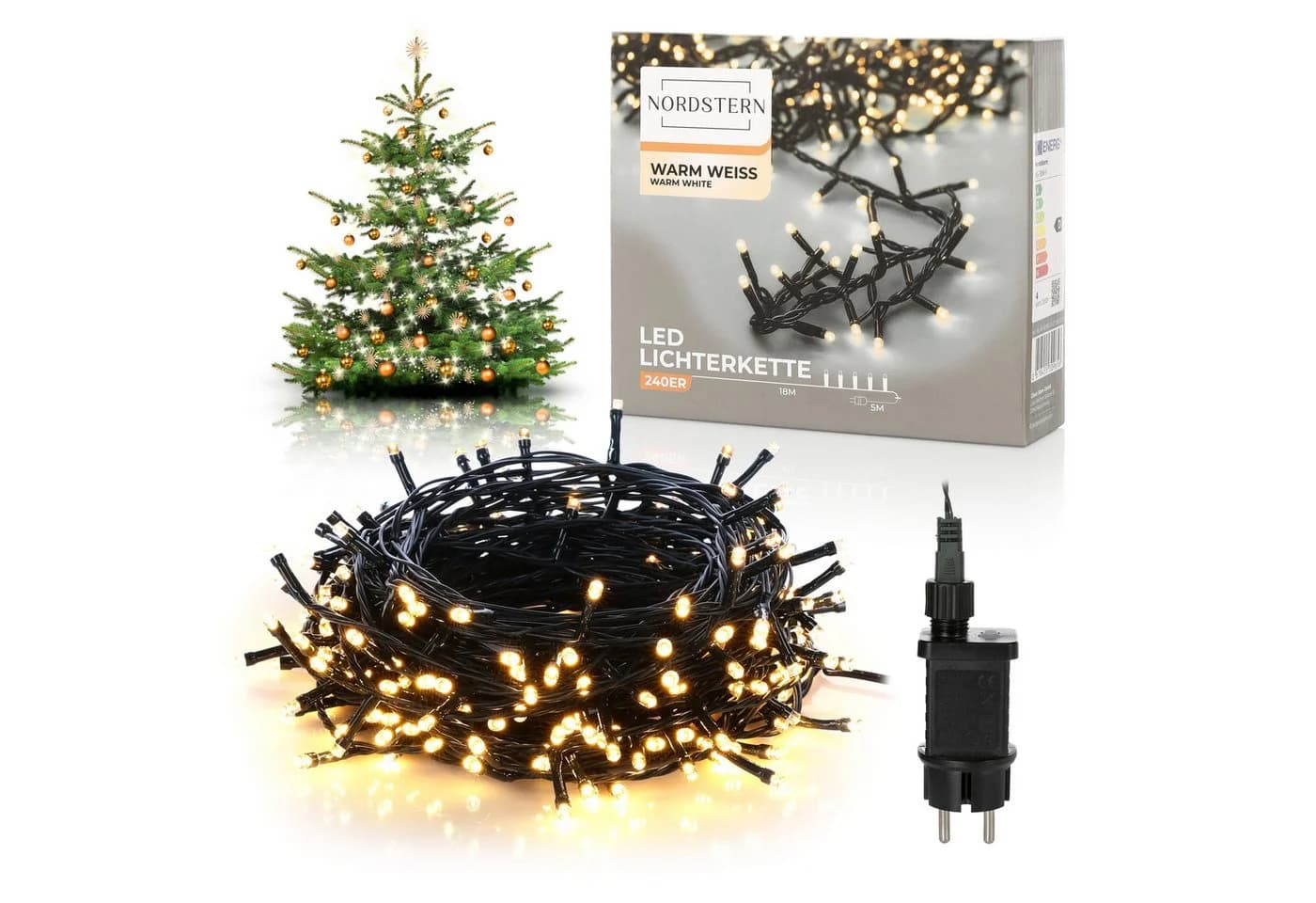 Nordstern LED-Lichterkette Warmweiß 240 LED 18m Weihnachtsbaum - Bild 2