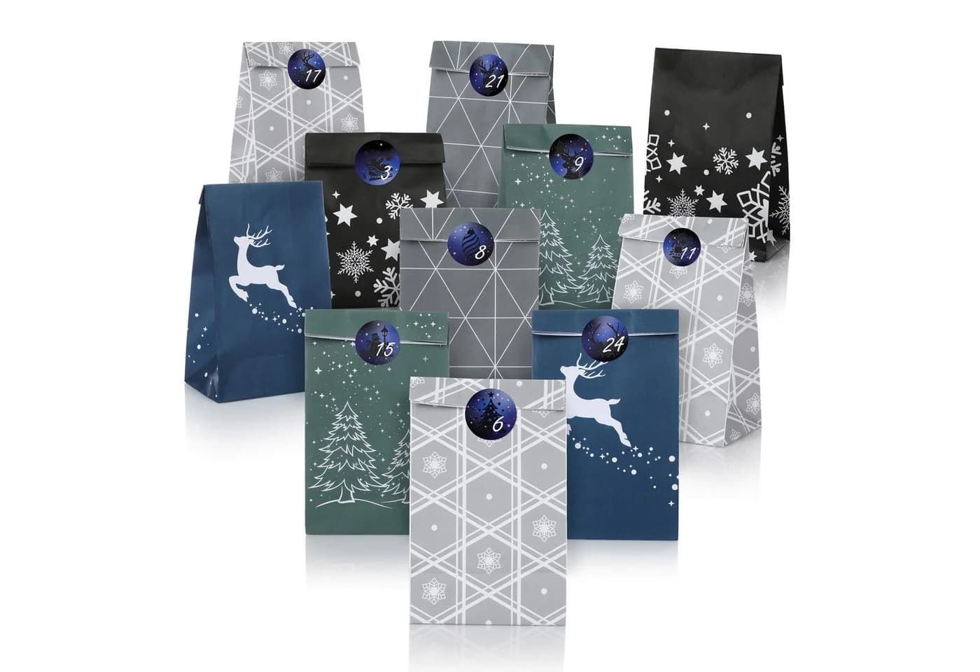 Nordstern befüllbarer Adventskalender DIY Geschenktüten Set 24 Tüten - Bild 2