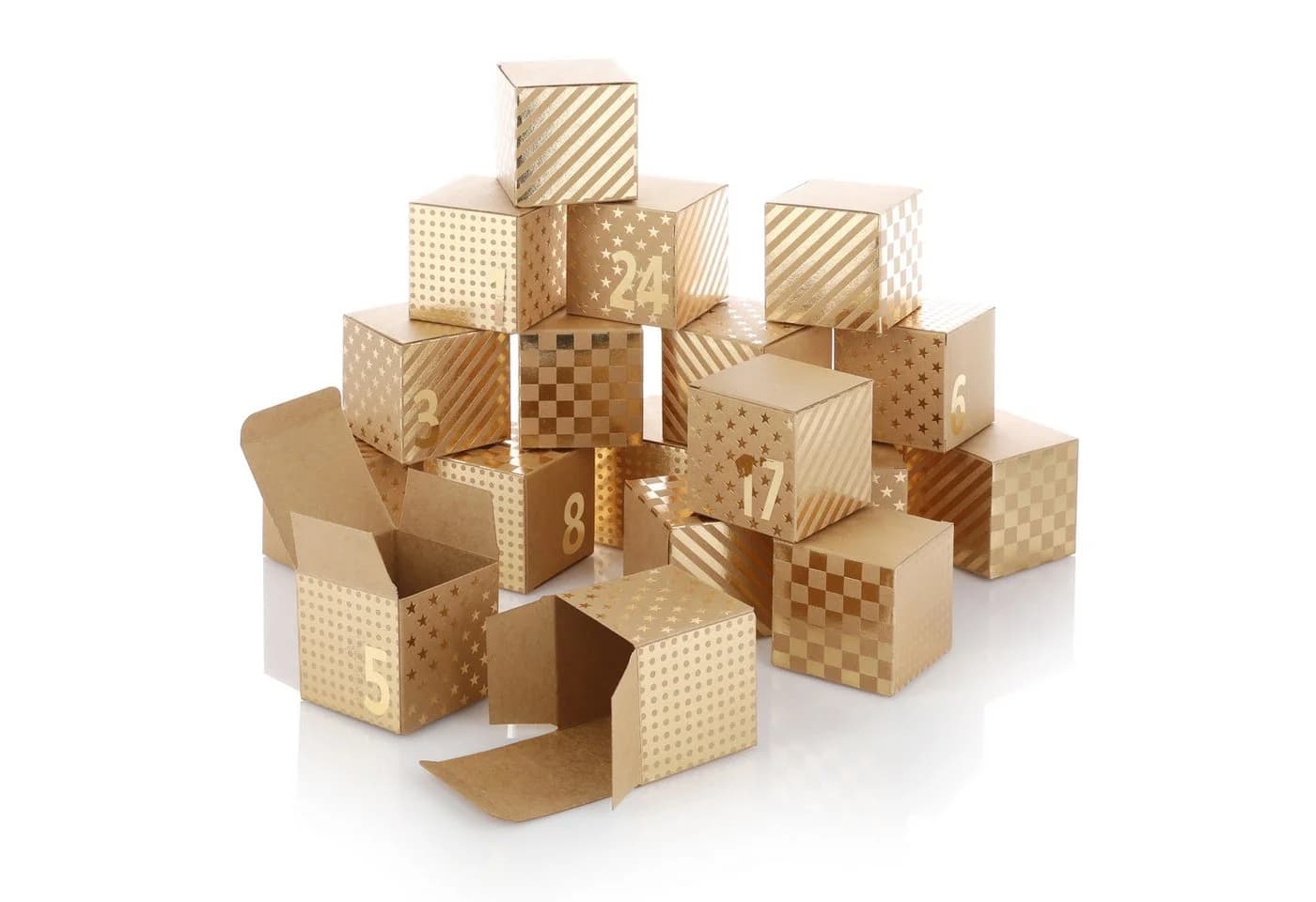Nordstern Adventskalender 24 Goldene Geschenkboxen DIY - Bild 2