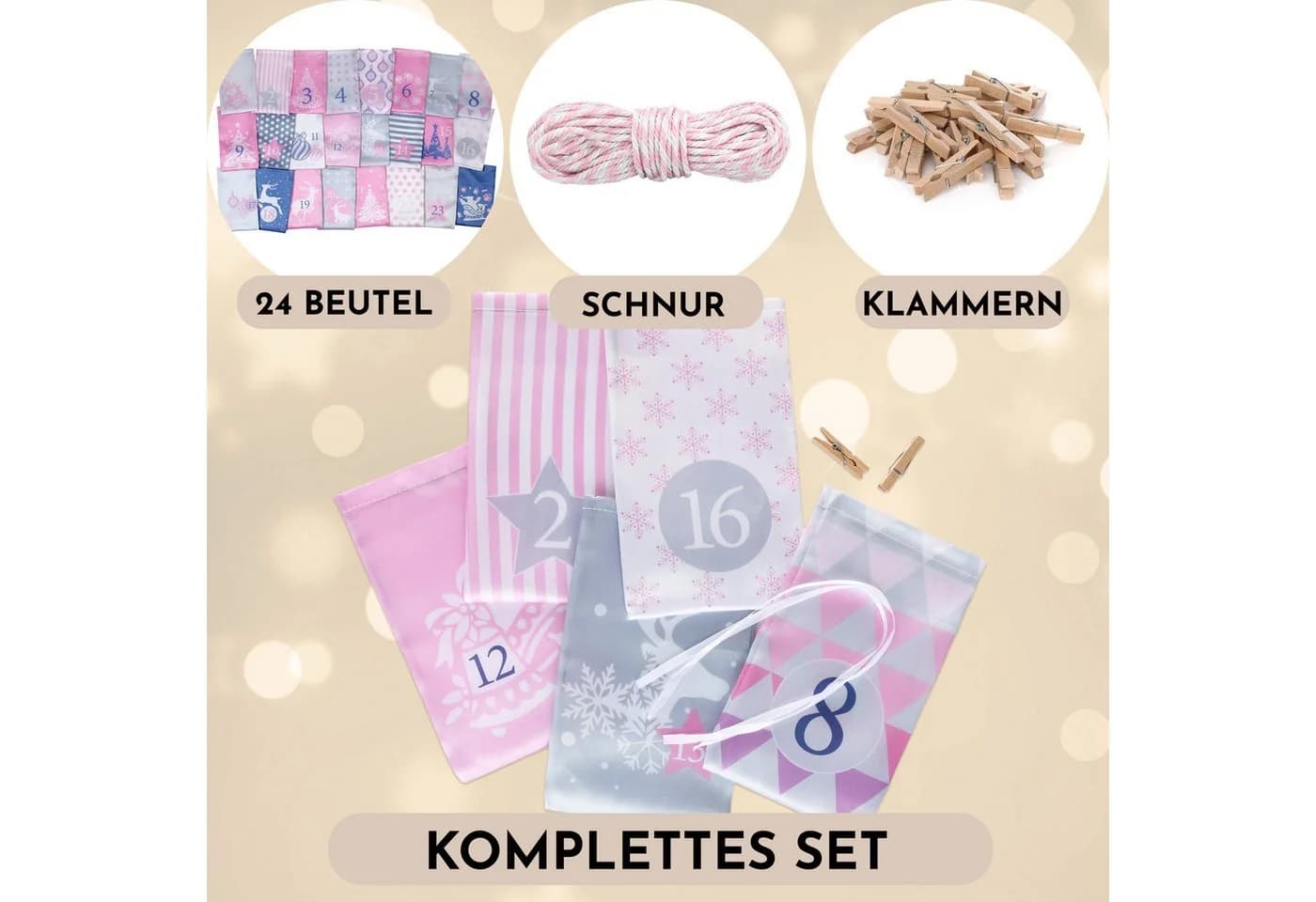 Nordstern befüllbarer Adventskalender 24er Set Rosa - Bild 3